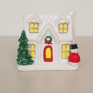 Bath & Body Works Ceramic Glitter Holiday House Hand‎ Soap Holder Christmas Snow
